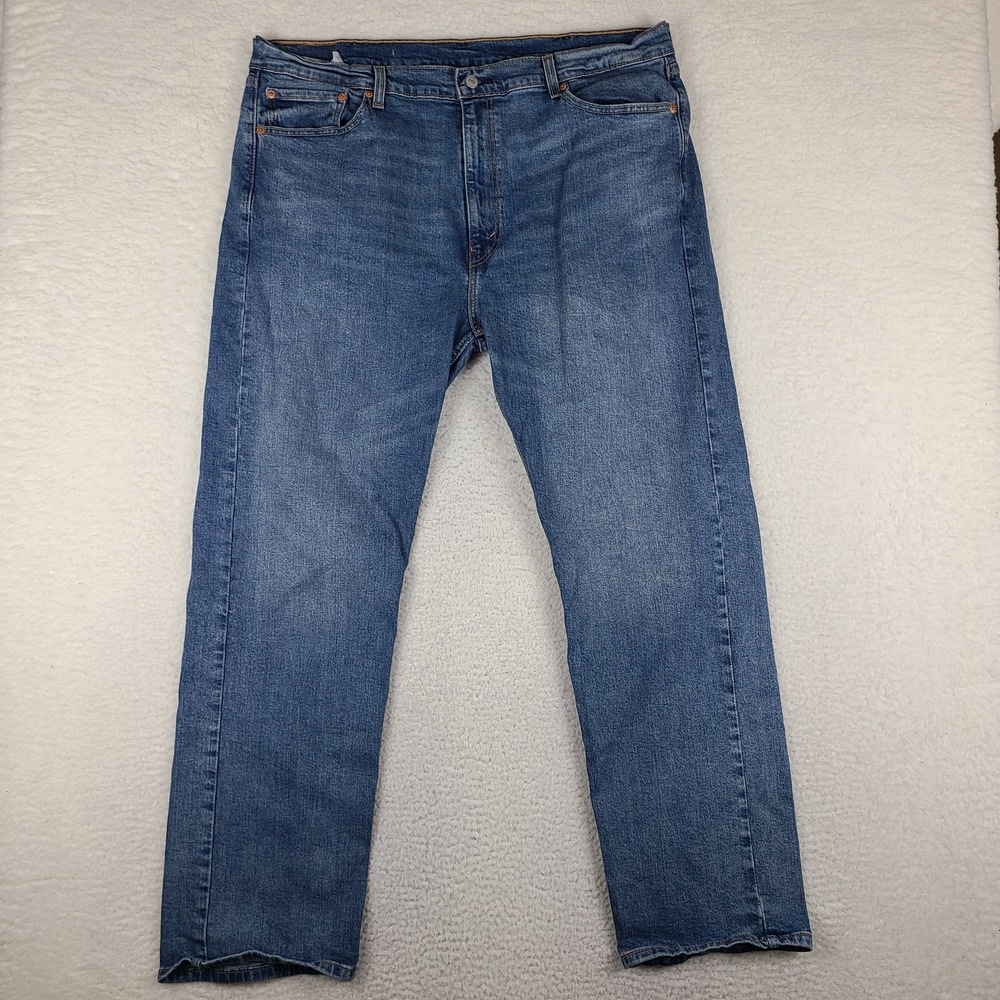 Levi's 505 Jeans Mens 42x32 Blue‎ Regular Fit Straight Leg Waterless Medium Wash